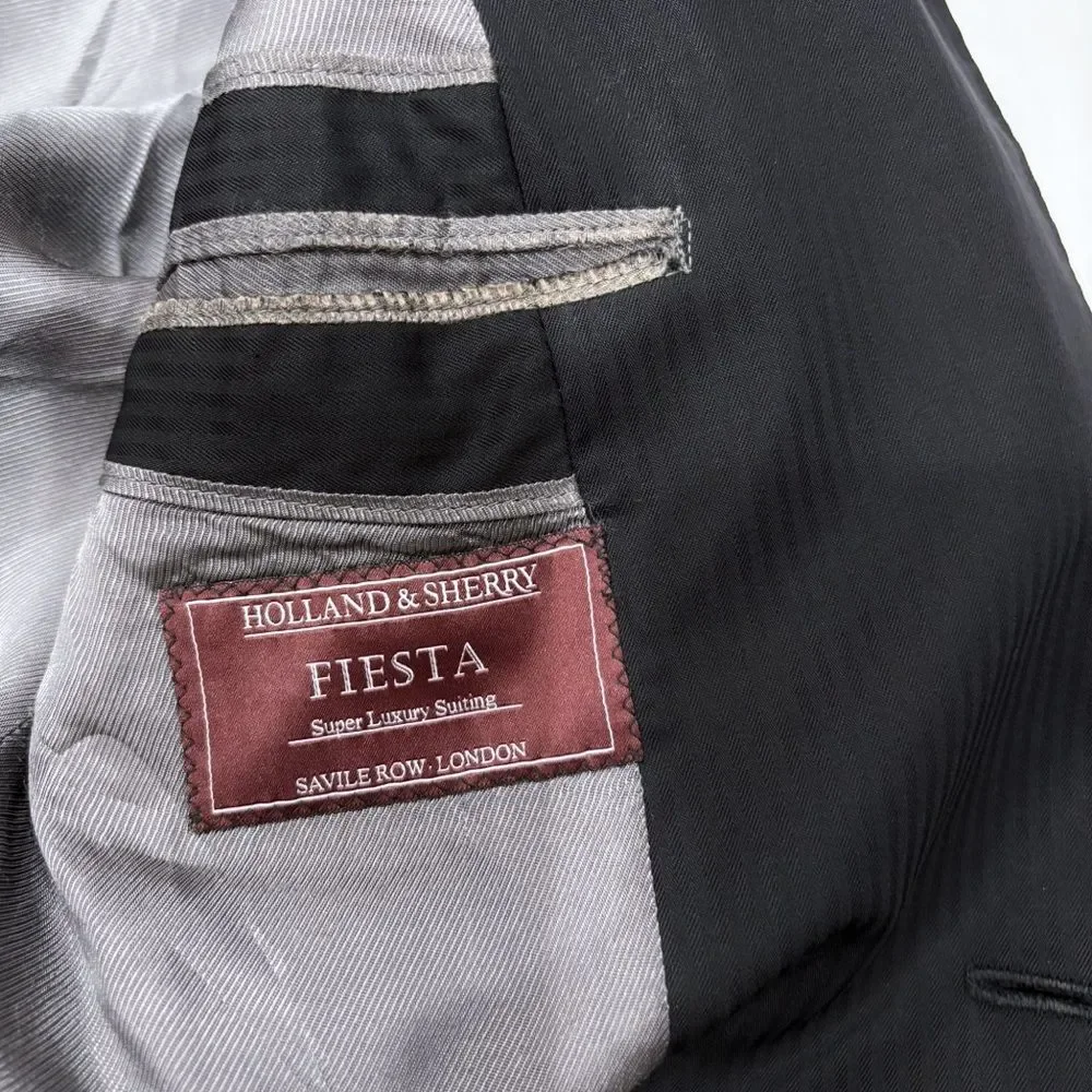 Anson Tailored Charcoal Gray Suit Set Holland & Sherry Fiesta Wool 40R Est